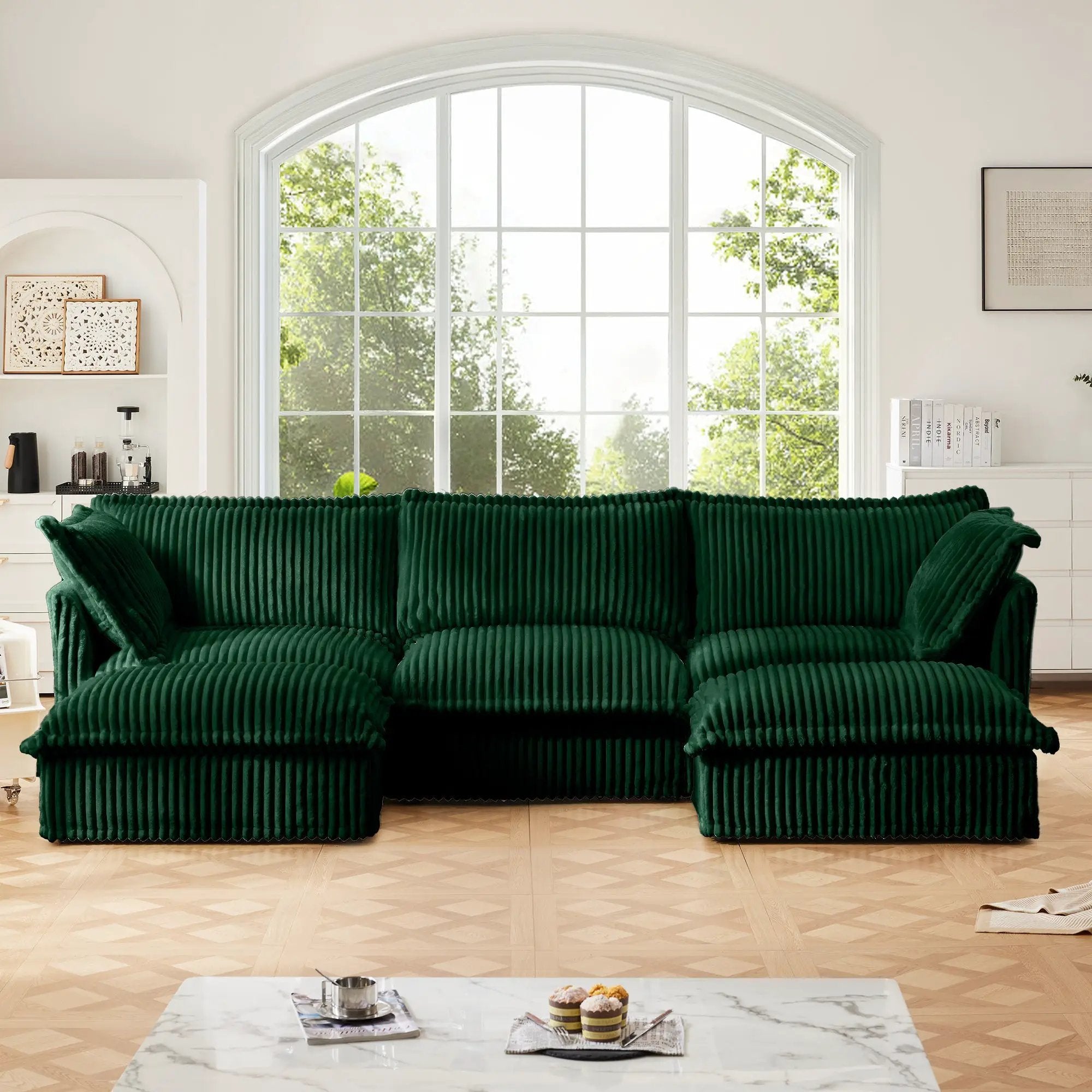 Slipcovered U Shape Sectional Deep Seat Sofa by HouseOfZazla