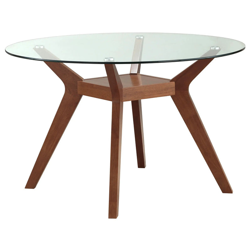 Paxton 5-piece Round Glass Top Dining Table Set Brown by Unique Piece Furniture