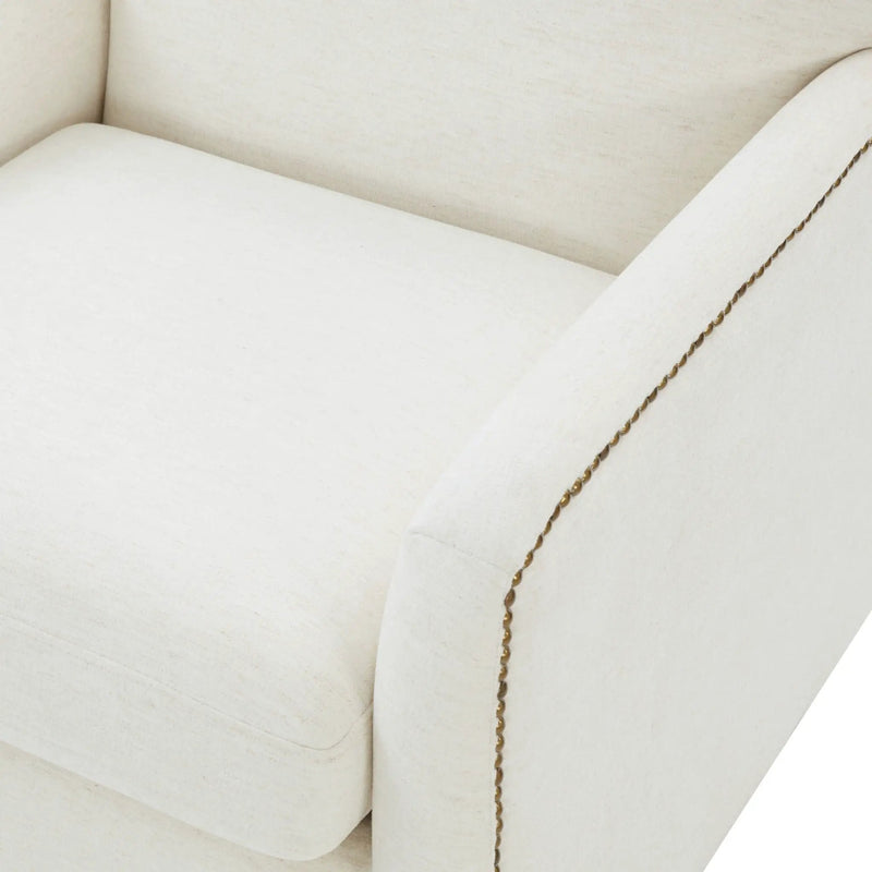 Tolland - Swivel Accent Chair With Antique Brass Nailhead Trim - Cream by HouseOfZazla