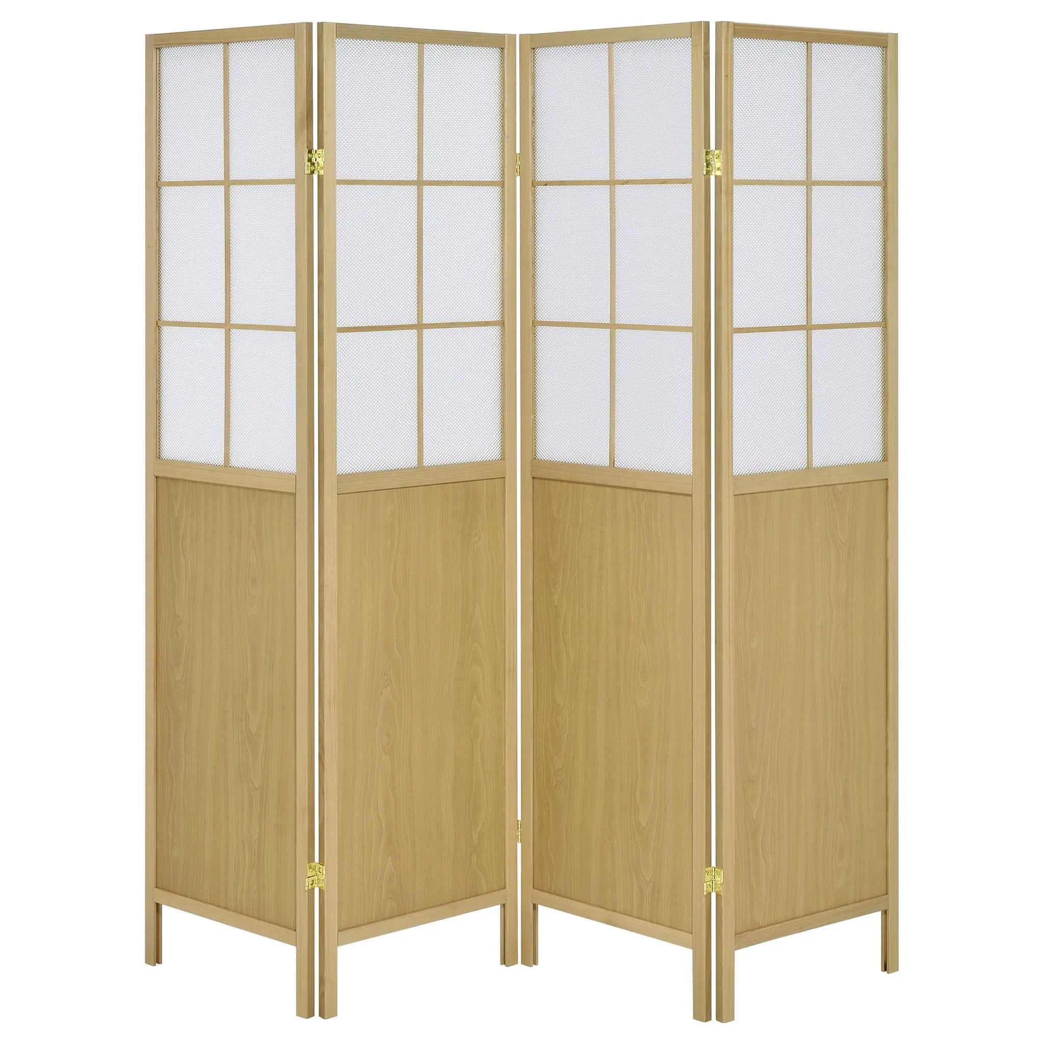 Edwards 4-Panel Room Divider Folding Shoji Screen Natural by Unique Piece Furniture
