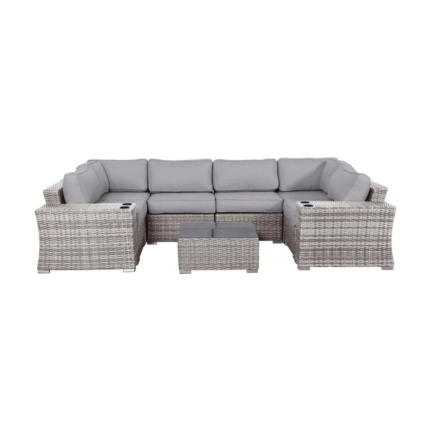 4 Person Patio Seating Set With Cushions, All Weather - Gray by HouseOfZazla