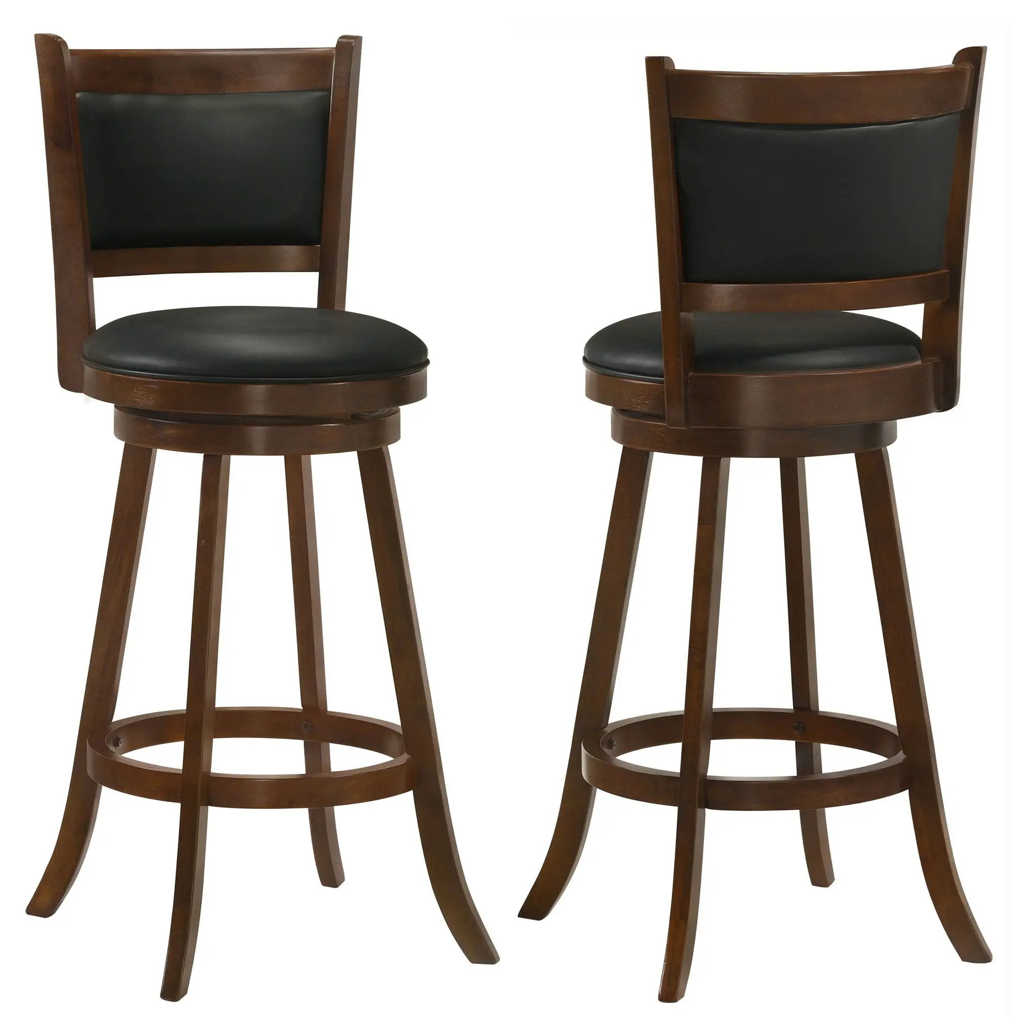 Swivel Stool With Upholstered Seat (Set of 2) - Black / Brown by HouseOfZazla