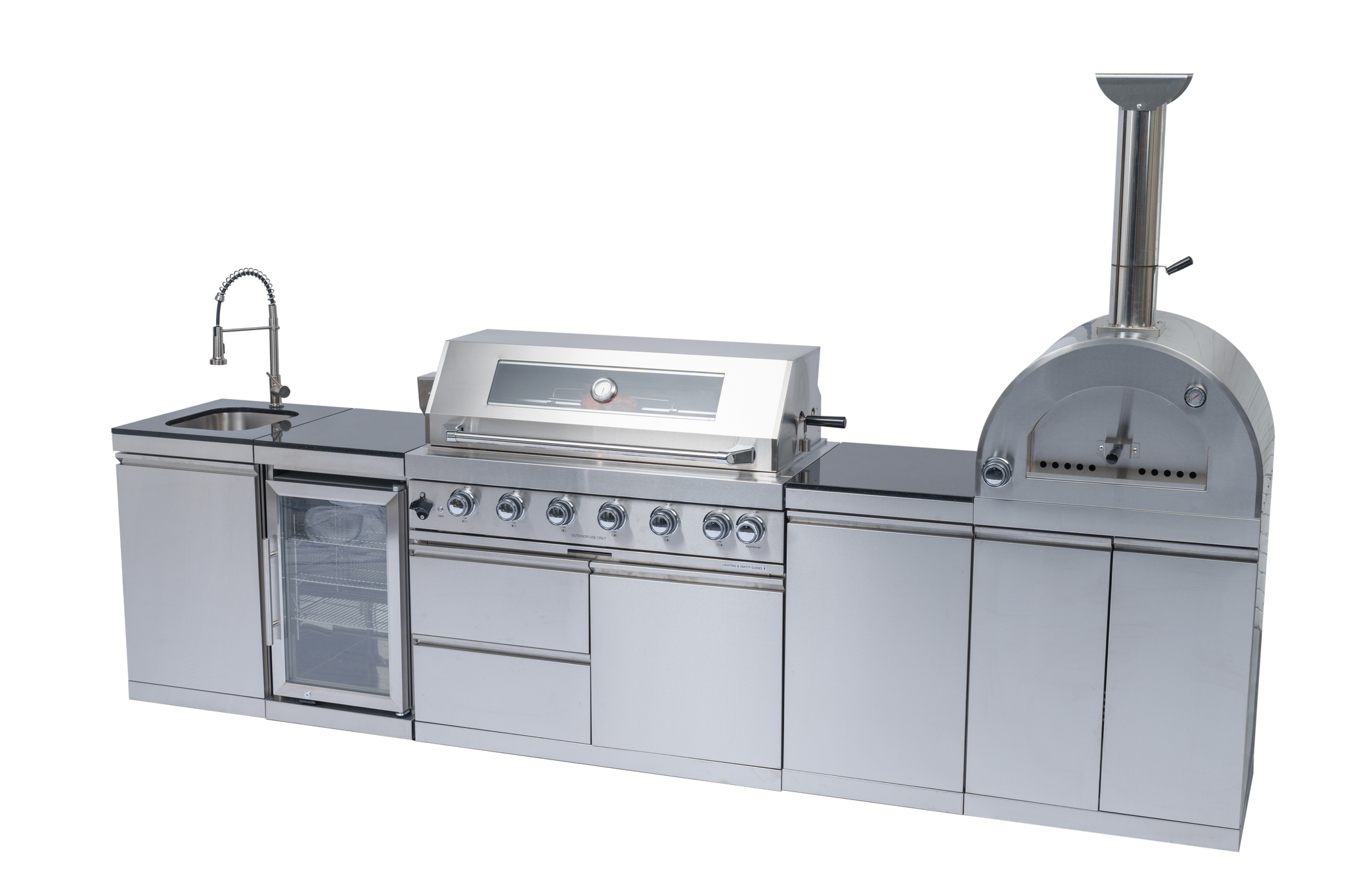 128" 120,000 BTU 6-Burner Outdoor Kitchen Island Grill with Pizza Oven by Chery Industrial