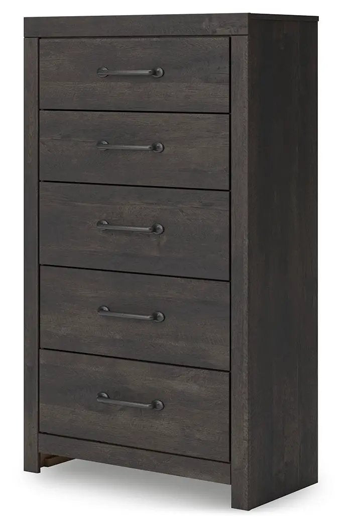 Hollivern - Five Drawer Chest - Dark Gray by Unique Piece Furniture