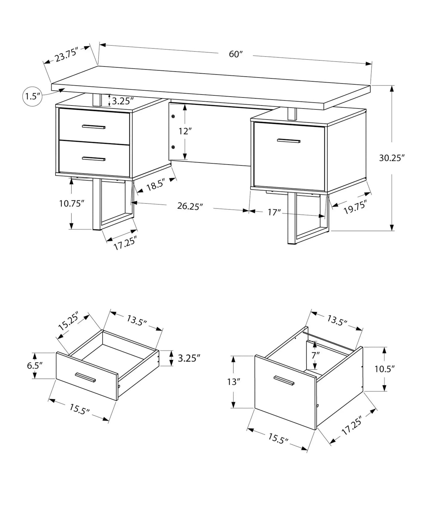 Computer Desk For Home Office With Storage Drawers by HouseOfZazla