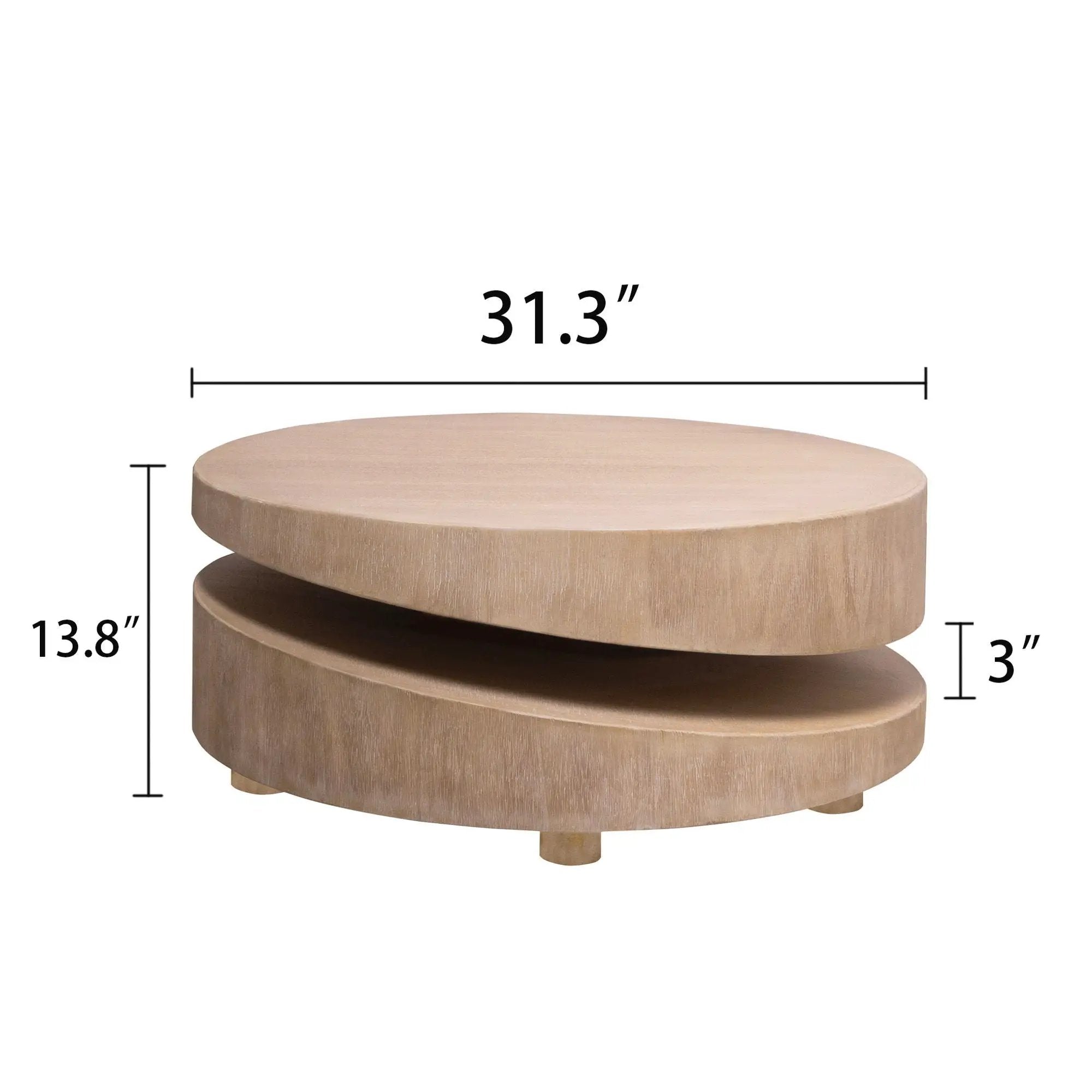 Modern Round Wood Coffee Table, Accent Table For Living Room - Antique Natural / Natural / Rustic by Unique Piece Furniture