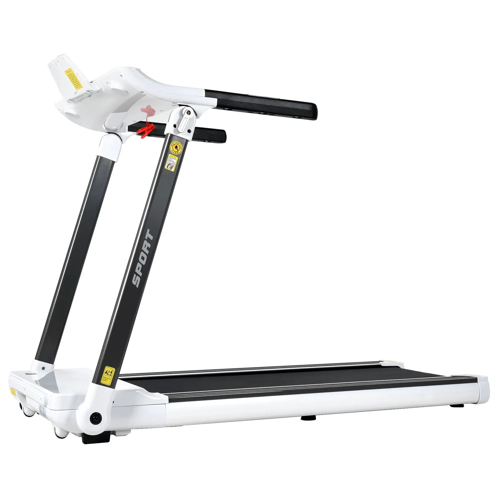 Portable Compact Treadmill, Electric Motorized 3.5Hp, 14Km / H, Medium Running Machine Motorised Gym 330Lbs, Foldable For Home Gym Fitness Workout Jogging Walking, Bluetooth Speaker App Fitime - White by HouseOfZazla