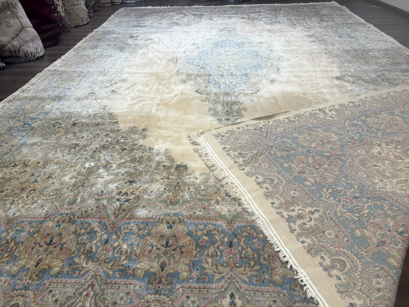 Palace Size Persian Kerman Rug 12x18, Floral Semi Open Field, Signed, Fine 240 KPSI by Jewel Rugs