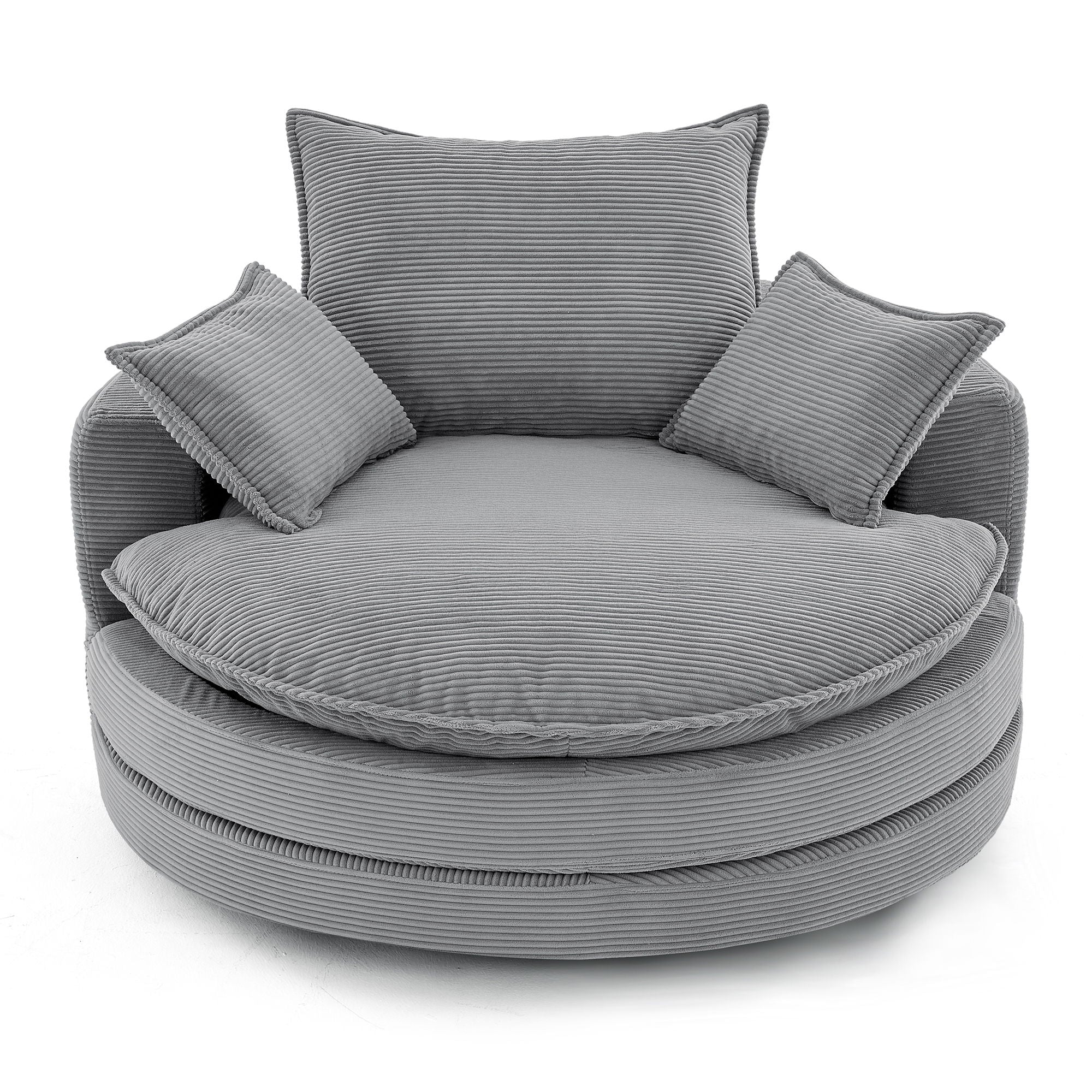 360° Swivel Accent Barrel Chair With Dual Layer Cushion And 3 Removable Pillows by Unique Piece Furniture