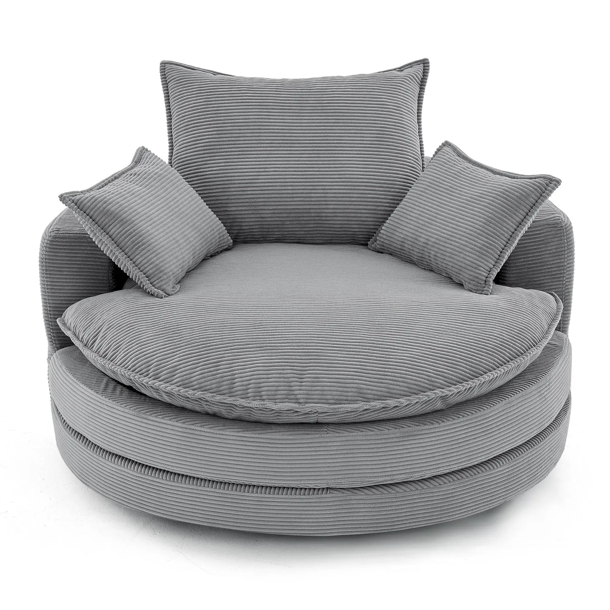 360° Swivel Accent Barrel Chair With Dual Layer Cushion And 3 Removable Pillows by Unique Piece Furniture