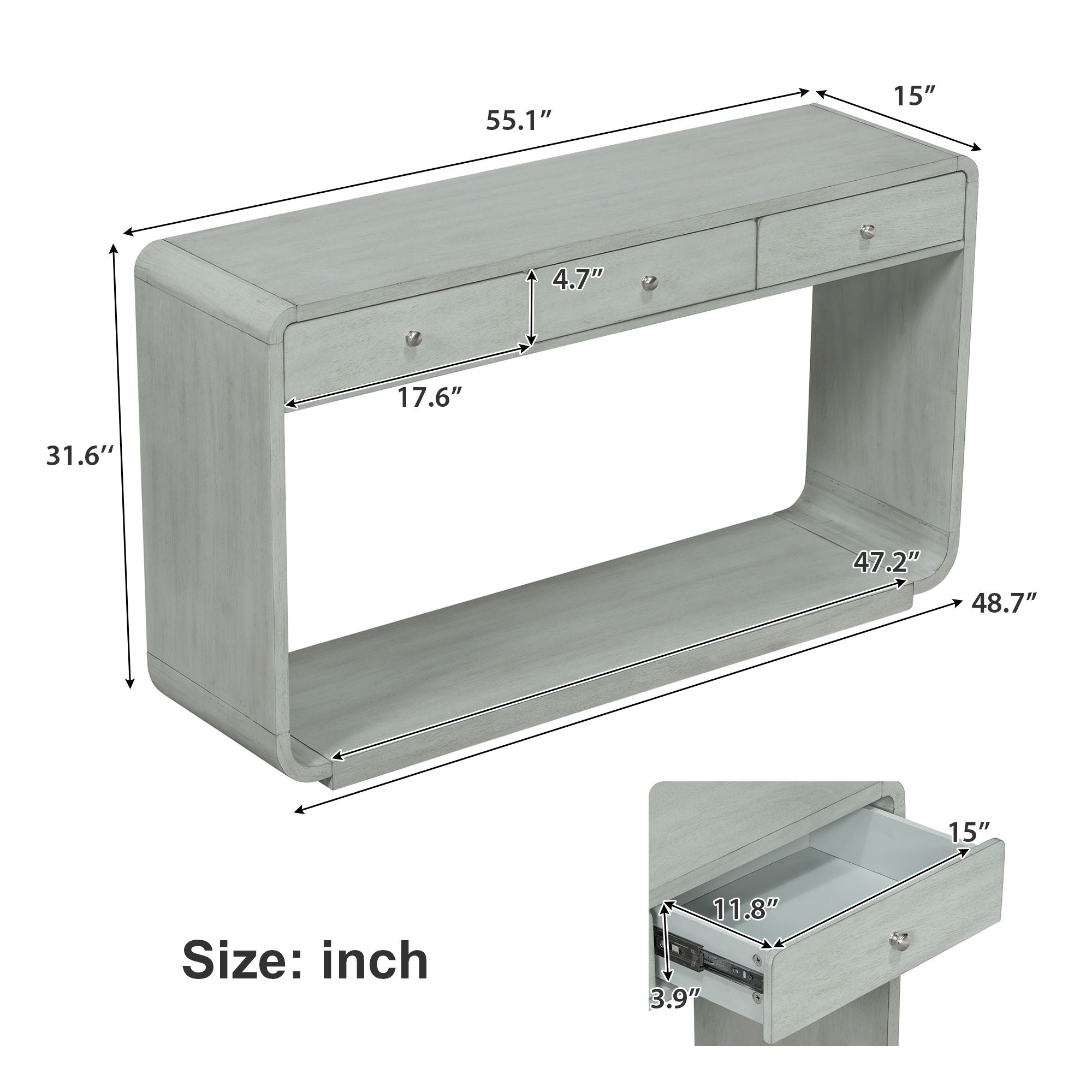 Console Table With 3 Drawers And Display Shelf by HouseOfZazla