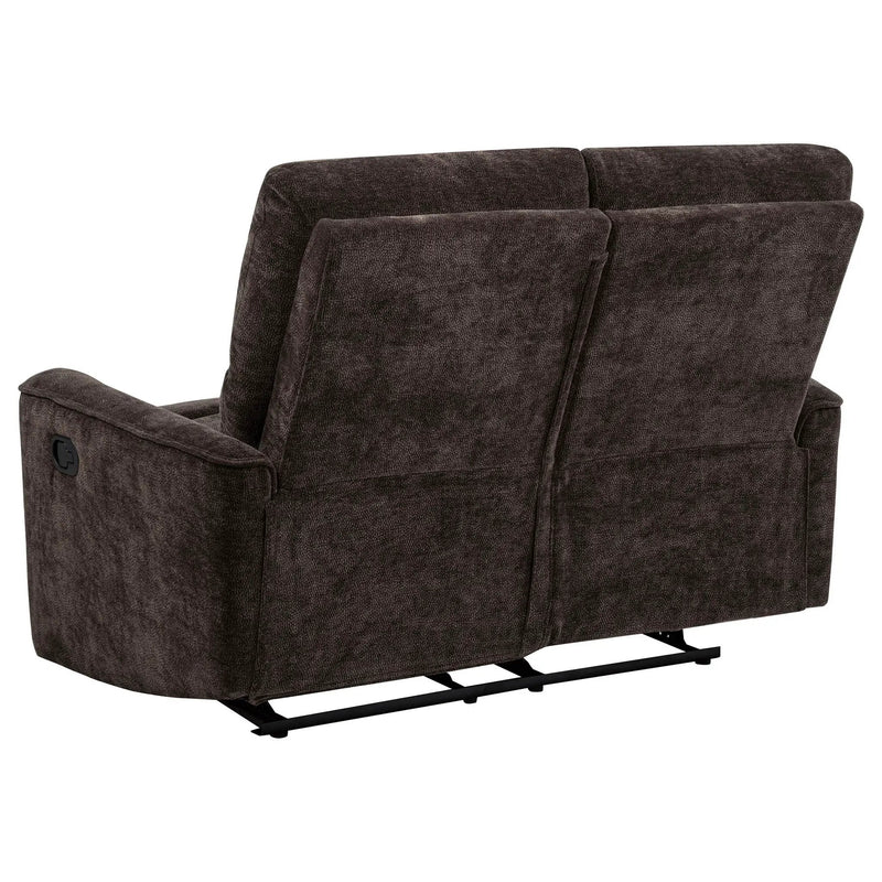 Navarro Chenille Upholstered Reclining Loveseat Dark Brown by Unique Piece Furniture