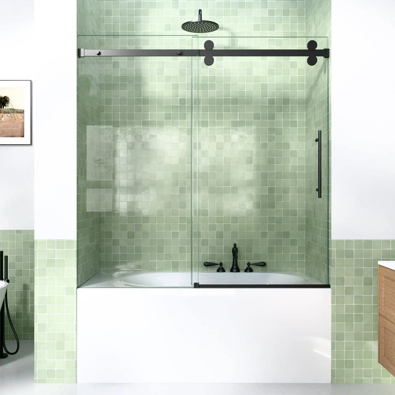 56-60"W x 60"H Frameless Sliding Tub Shower Door Enclosure, Matte Glass by HouseOfZazla