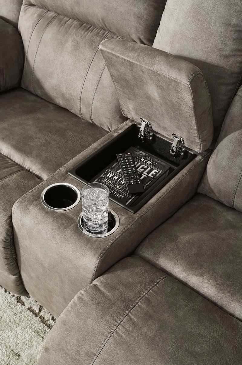 Laresview - Dbl Reclining Loveseat with Console - Fossil by Unique Piece Furniture