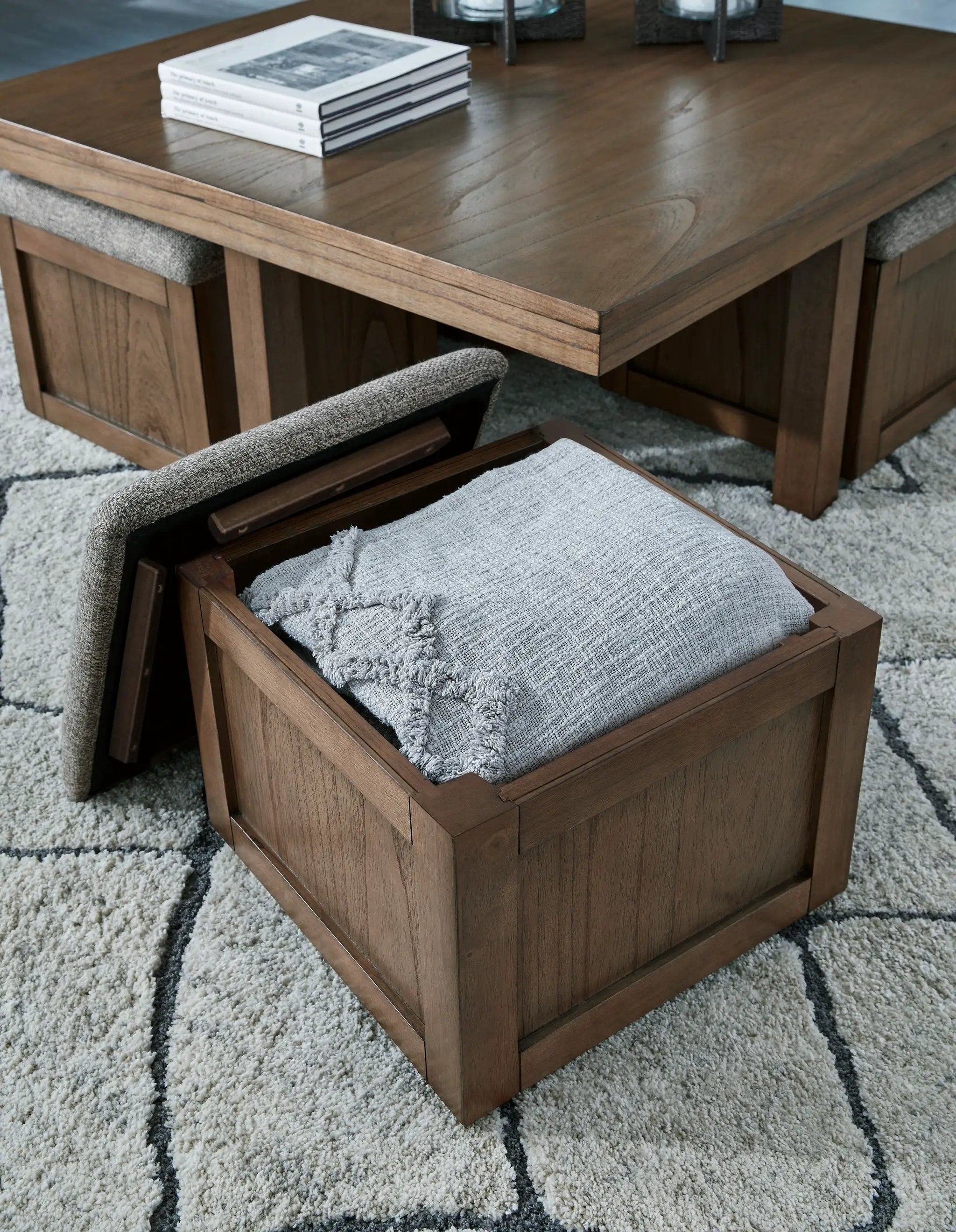 Boardernest - Cocktail Table With 4 Stools (Set of 5) - Brown by Unique Piece Furniture