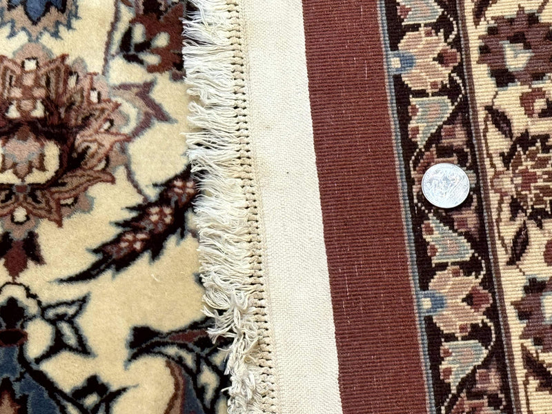 Persian Rug 8x10, Sino Persian Floral Medallion Carpet, Traditional Wool Area Rug, Cream and Brick Red, Fine 210 KPSI by Jewel Rugs