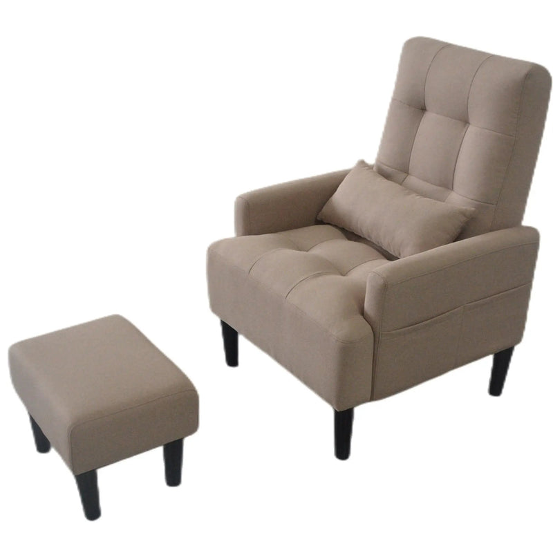 Living Room Sofa Single Chair And Ottoman, Modern Multi-Function Fabric Living Room Sofa Lounge Chair Bed And Stool. Soft Leisure Single Chair Adjustable Into 5 Angles With Sofa Bed by HouseOfZazla