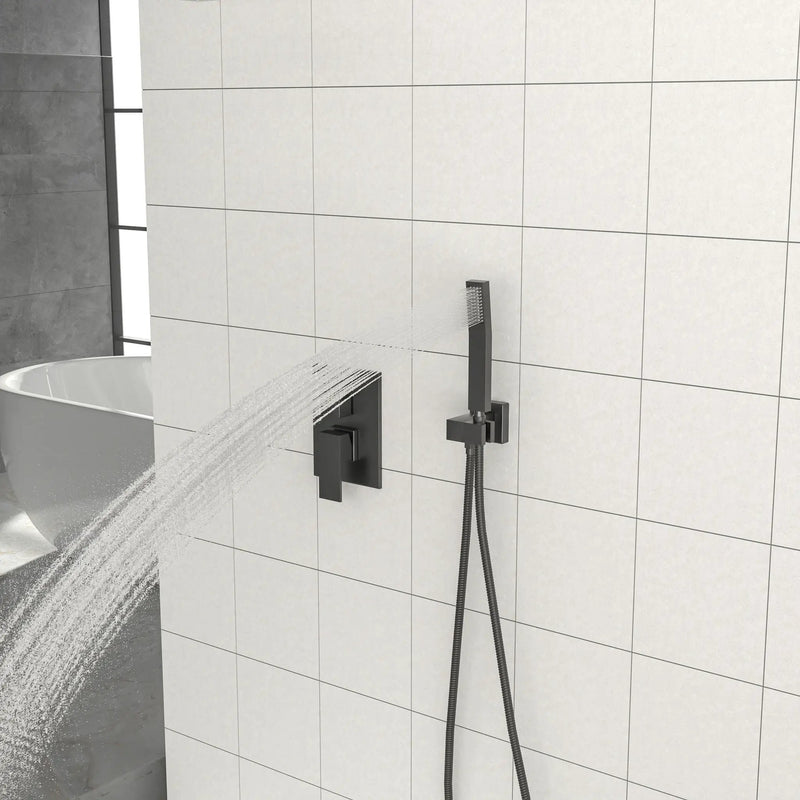 Modern Dual Shower Head System With 16" Ceiling Mount Finish, Stainless Steel And Brass by HouseOfZazla