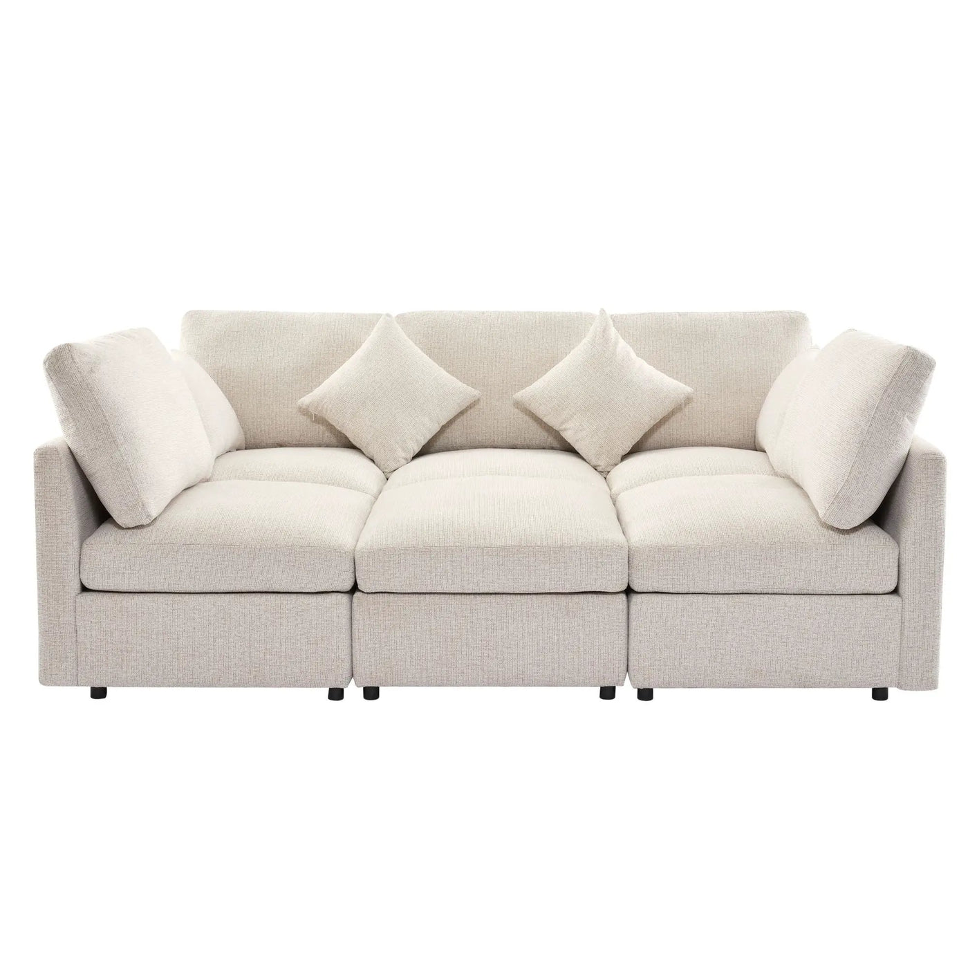 Sectional Sofa Modular U-Shaped With Ottoman & USB Ports by HouseOfZazla