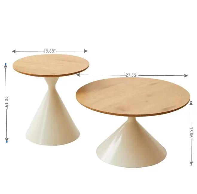 Round Coffee Table - Brown / White by HouseOfZazla