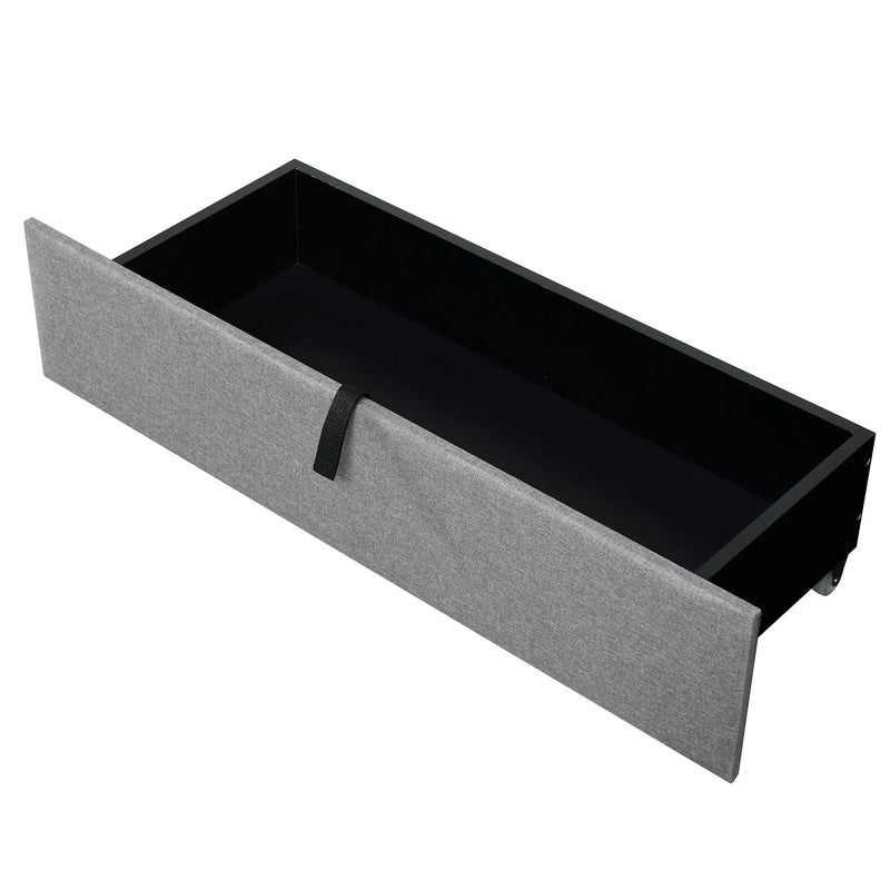 Upholstered Platform Bed With Storage Headboard, Trundle & 2 Drawers And A Set Of Sockets & USB Ports by HouseOfZazla