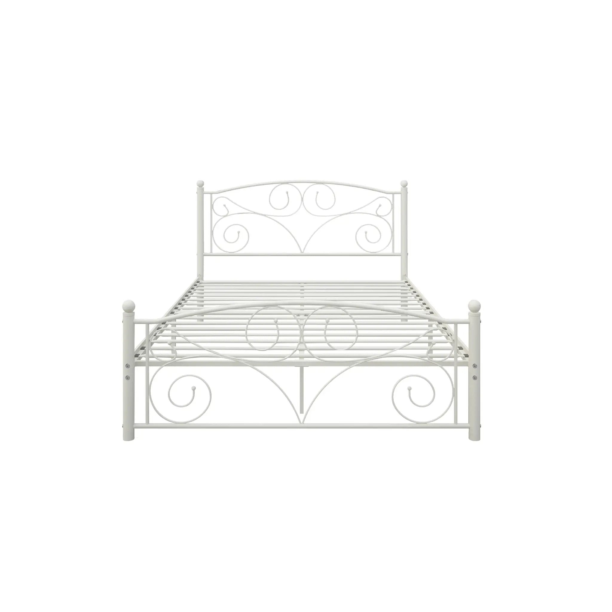Full Size Unique Flower Sturdy System Metal Bed Frame with Headboard by HouseOfZazla
