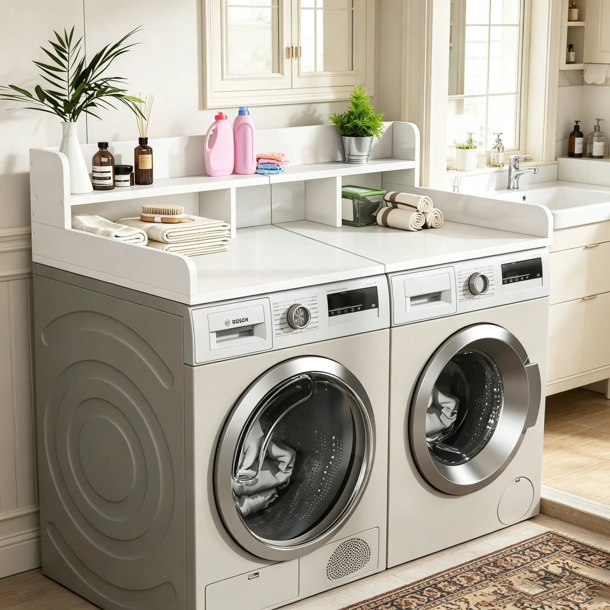 Washer Dryer Countertop with Non-Slip Pads - White by HouseOfZazla