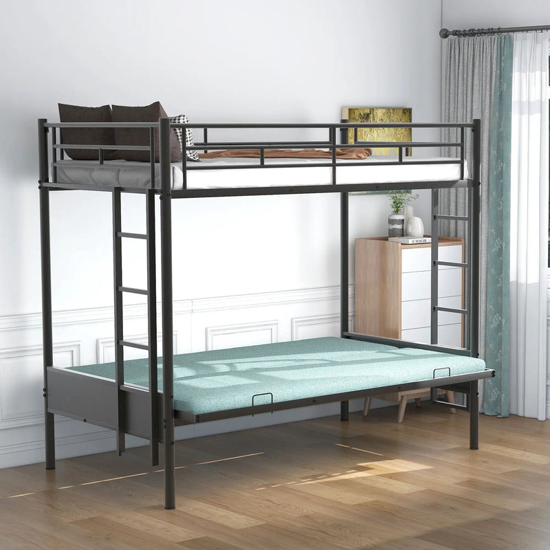 Twin Over Full Bunk Bed, Multifunction - Black by Unique Piece Furniture