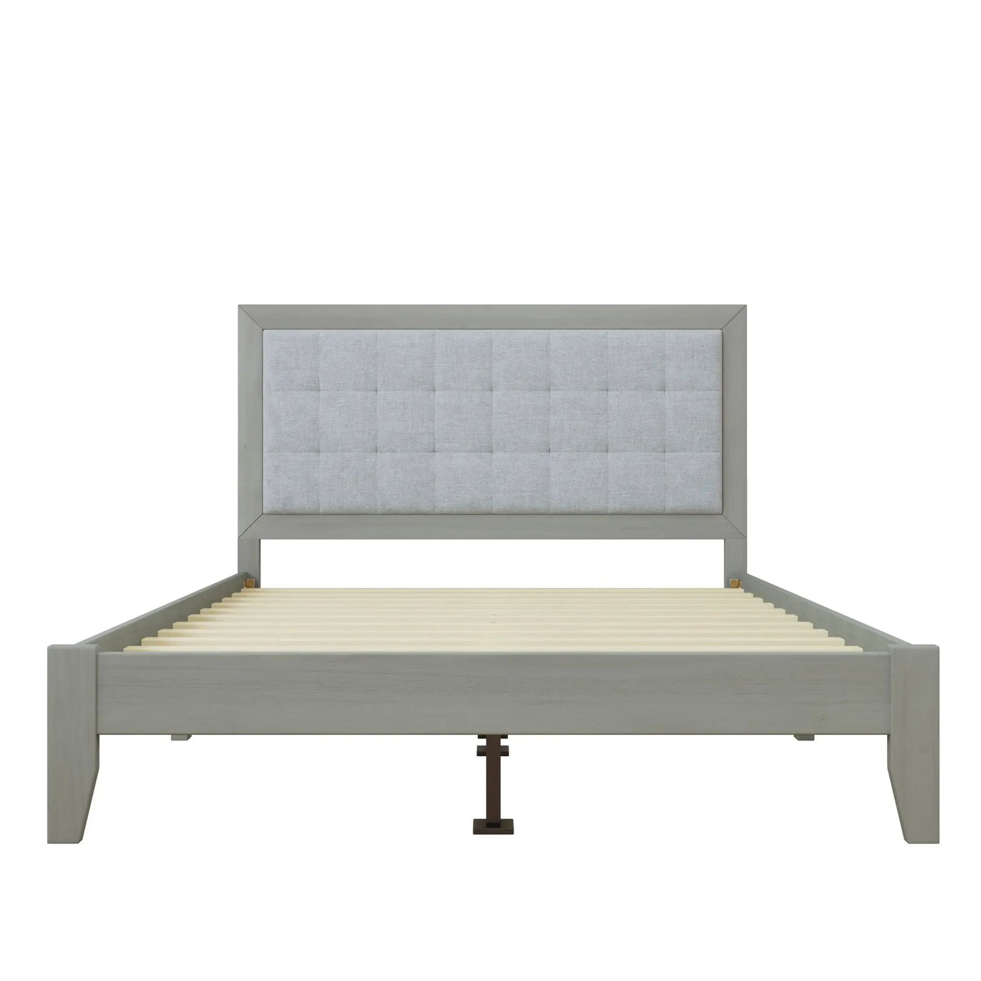 Mid Century Modern Platform Bed With Upholstered Headboard by HouseOfZazla
