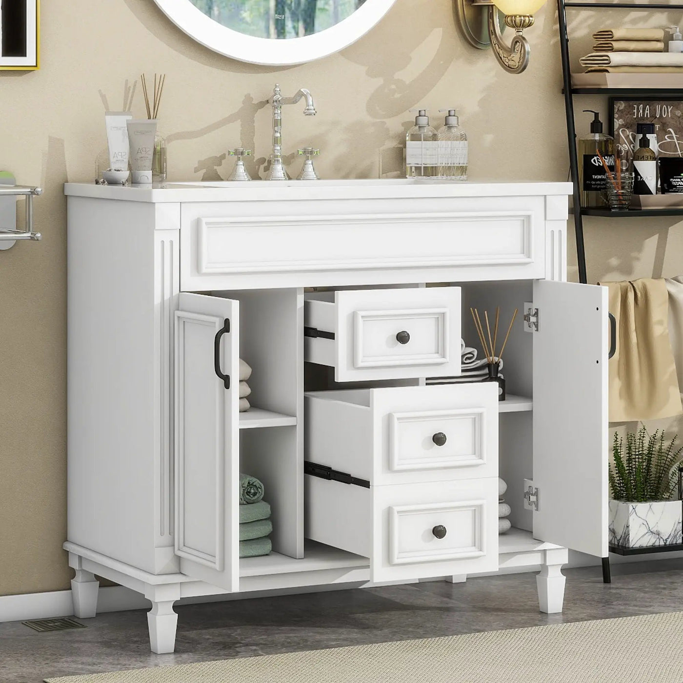 Bathroom Vanity With Top Sink, Basin On Cabinet With 2 Soft Closing Doors And 2 Drawers by Unique Piece Furniture