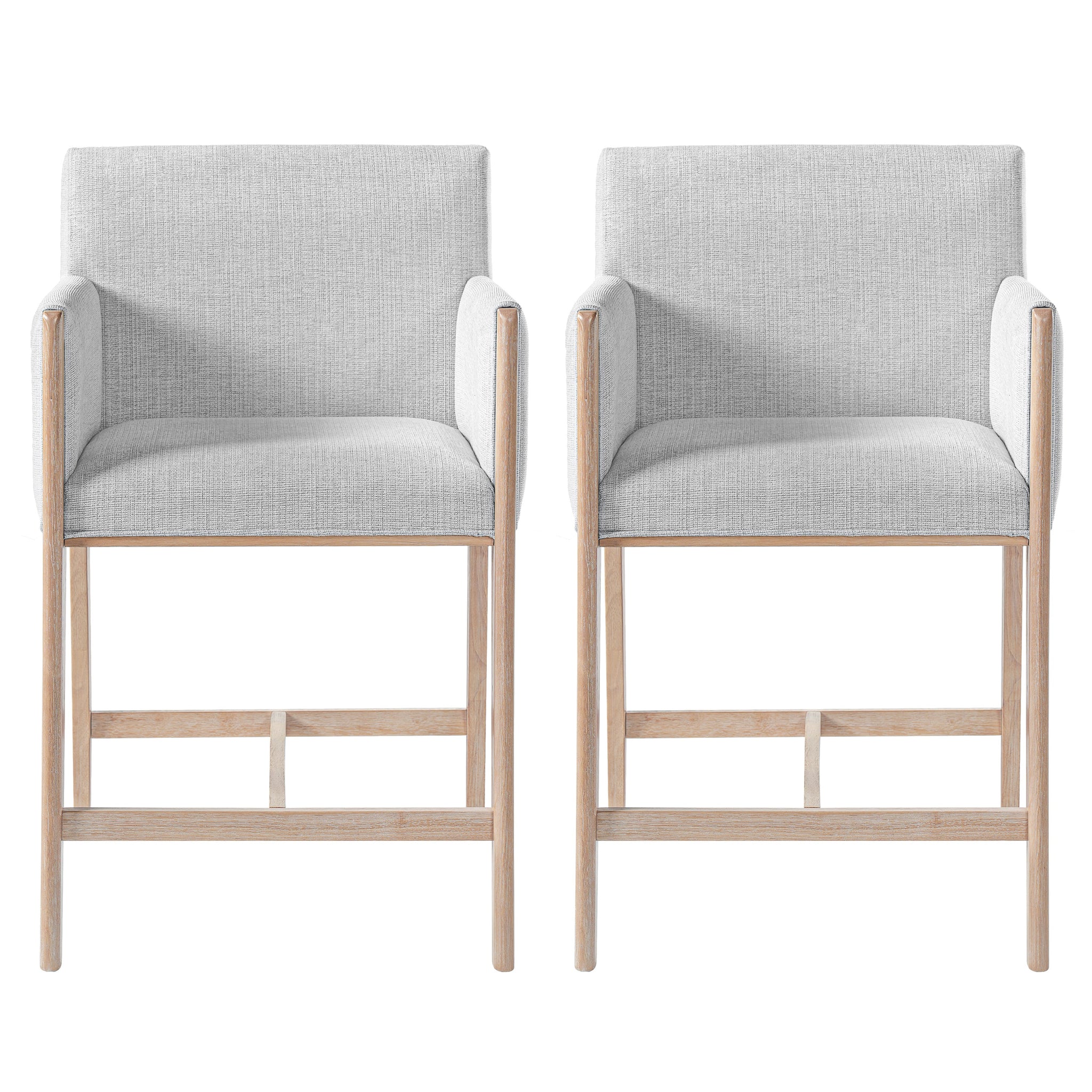 24'' Seat Height Upholstered Counter Stools with Arms - Set of 2 by HouseOfZazla