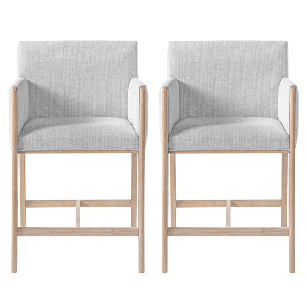 24'' Seat Height Upholstered Counter Stools with Arms - Set of 2