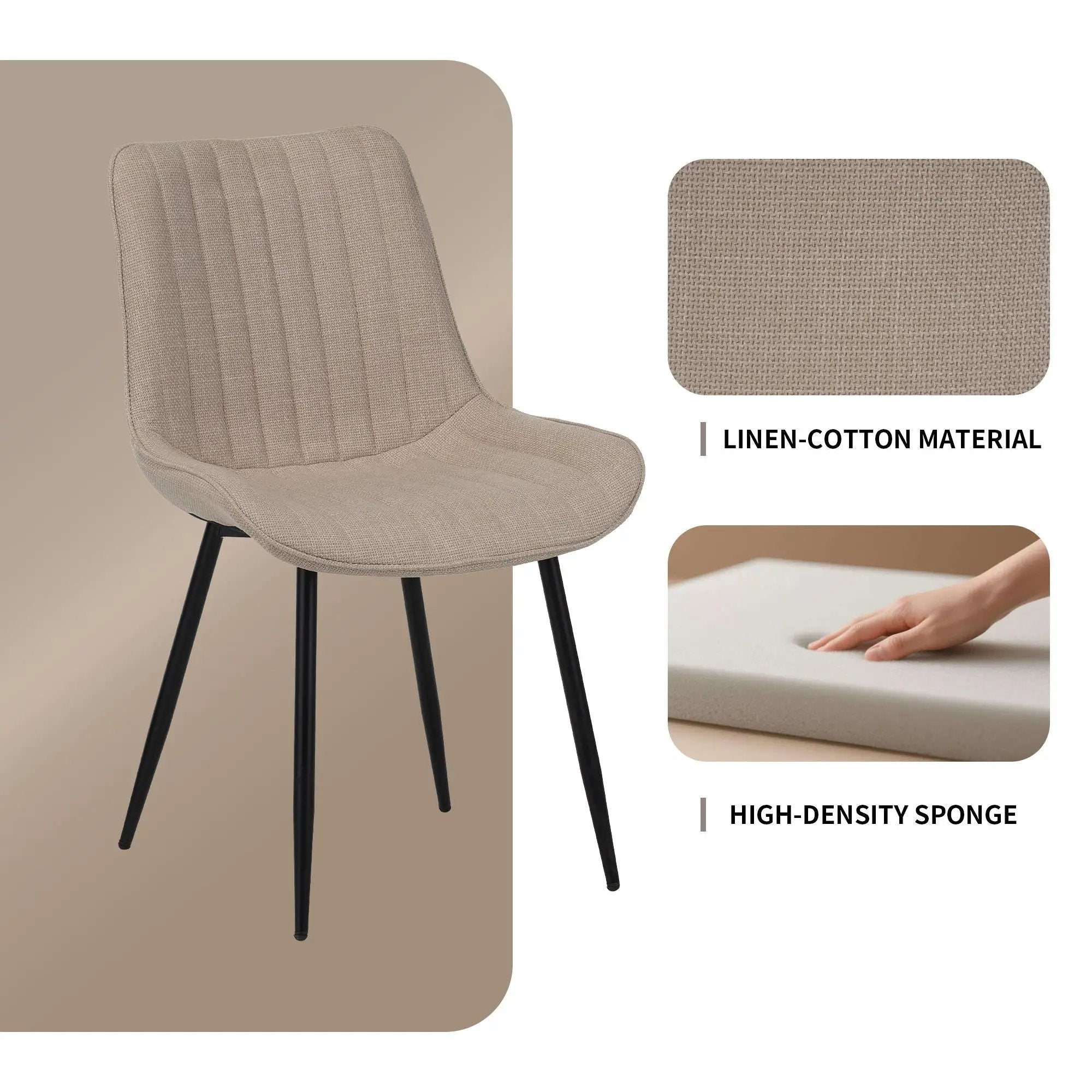 Dining Chair Set With Padded Backrests (Set of 4) - Beige