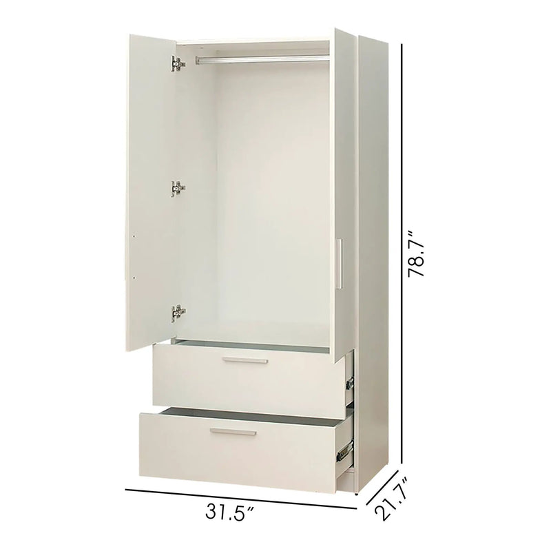 Emma Two-Door Wood Closet with Two Drawers and Hanging Bars, photo 5 of 5