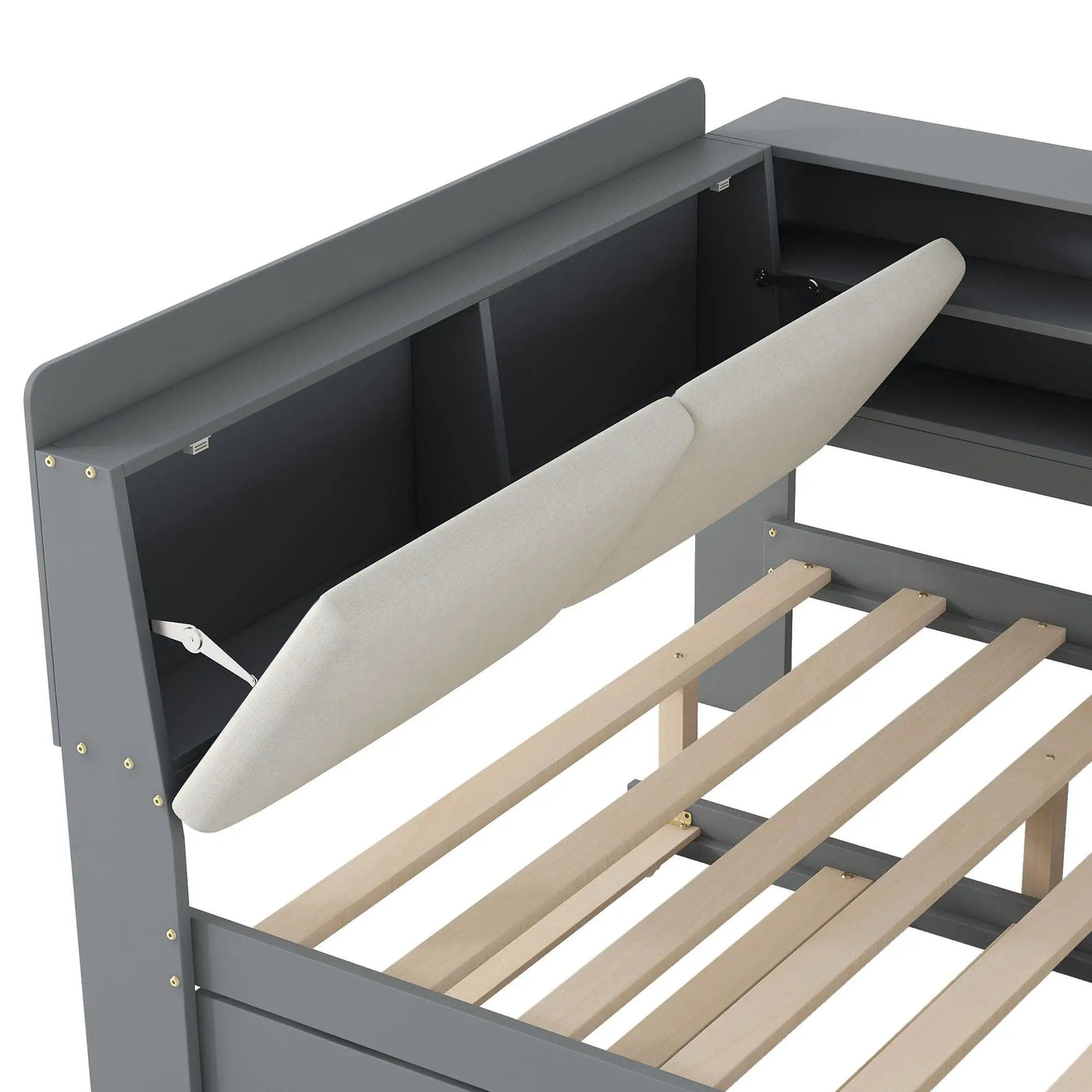 Platform Bed With Trundle, Shelves, And Storage Headboard by HouseOfZazla