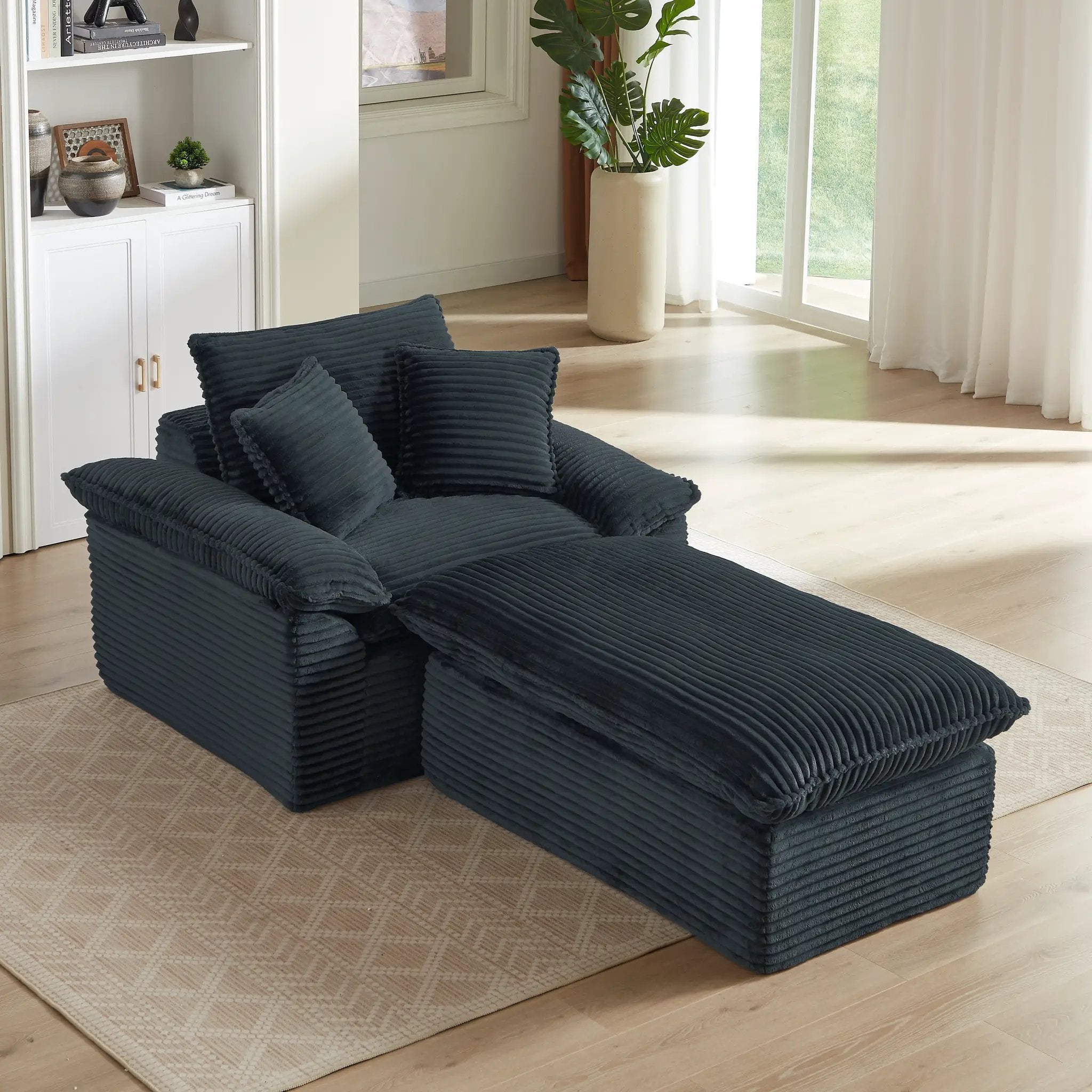 51.97 Inch Comfortable Single Seat Sofa with Unique Footrest Design by HouseOfZazla