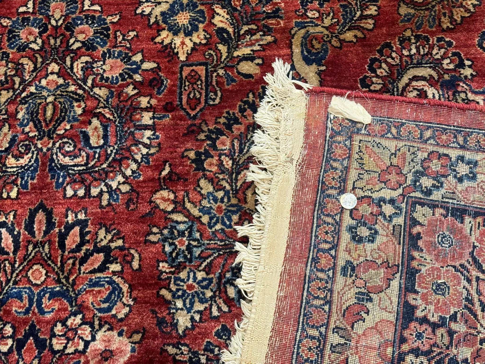 Large Persian Sarouk Rug 10x17, Palace Size Antique Persian Carpet, Red, Floral Allover, Traditional Persian Rug, Oversize Handmade Wool Rug by Jewel Rugs
