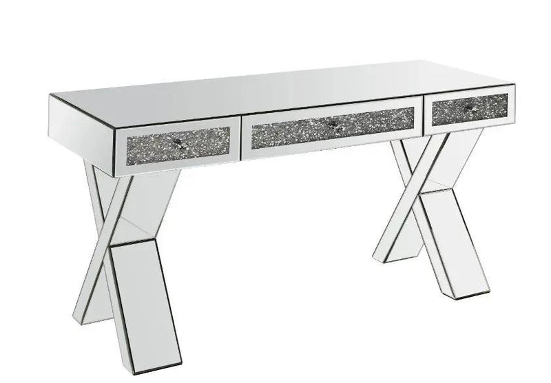 Noralie - 32" Writing Desk - Mirrored & Faux Diamonds by Unique Piece Furniture