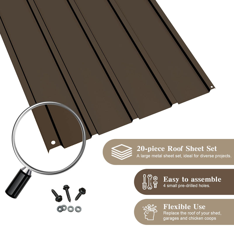 20 Pcs Metal Roofing Panels, Galvanized Steel, Waterproof, Heavy Duty by HouseOfZazla