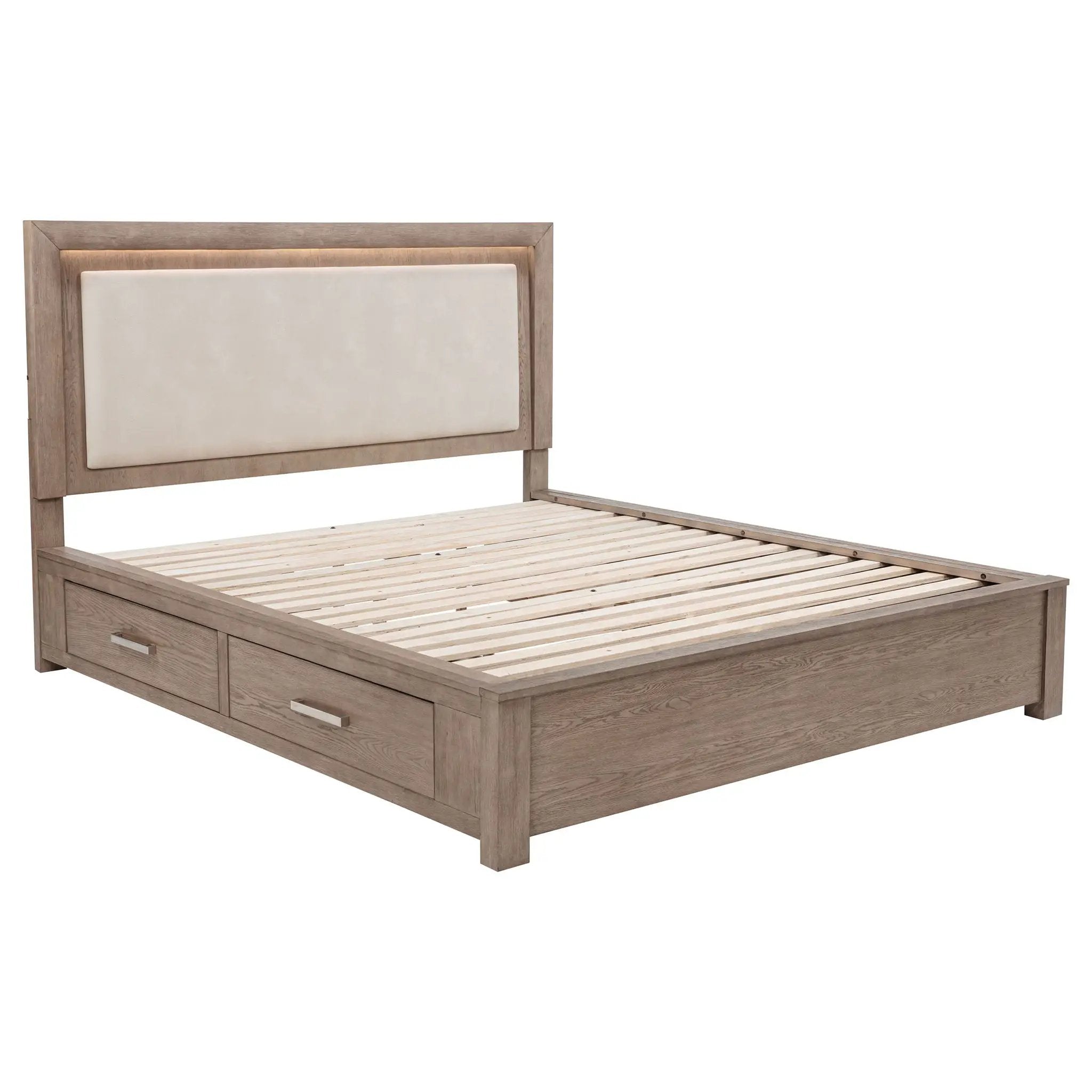 Kenora 56-inch Eastern King LED Storage Bed Barley Brown by Unique Piece Furniture