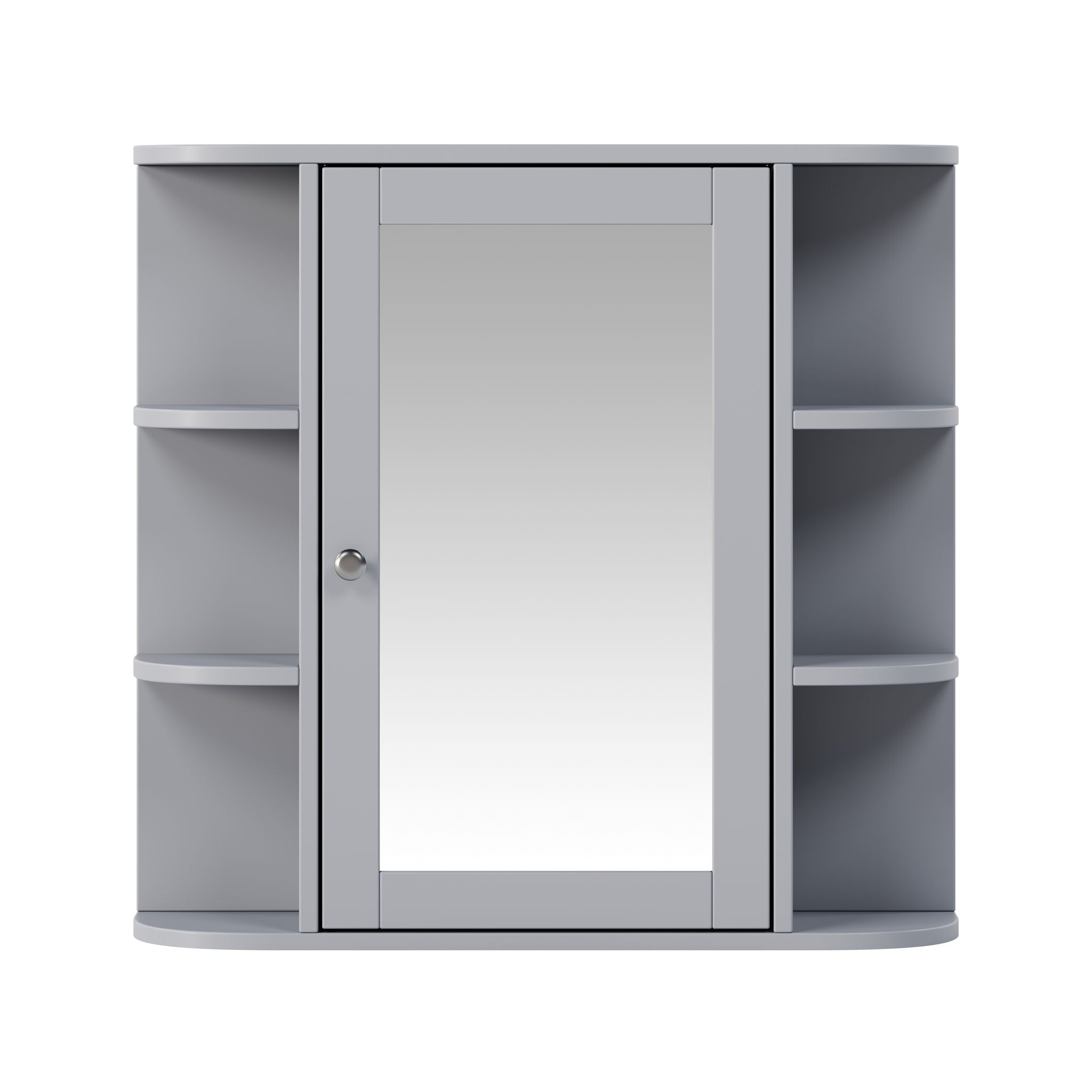 Bathroom Wall Storage Cabinet With Mirror And Adjustable Shelf, 6 Open Shelves by HouseOfZazla