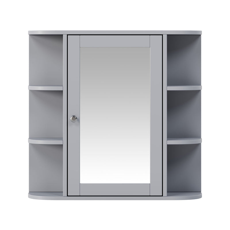 Bathroom Wall Storage Cabinet With Mirror And Adjustable Shelf, 6 Open Shelves by HouseOfZazla