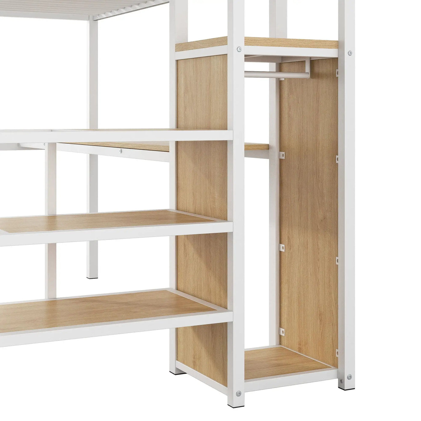 Loft Bed With Desk, Storage Staircase, Small Wardrobe And LED Light by HouseOfZazla