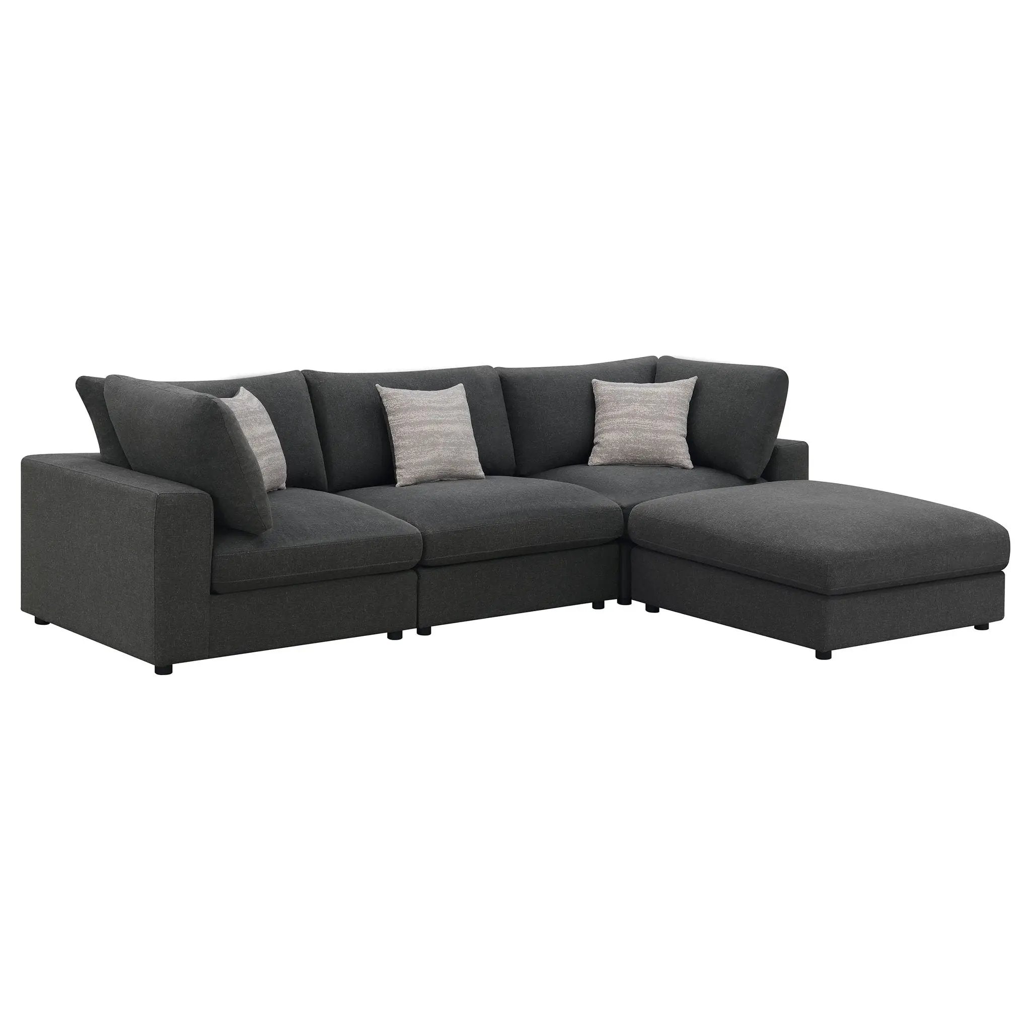 Serene 4-piece Upholstered Modular Sectional Sofa Charcoal by Unique Piece Furniture