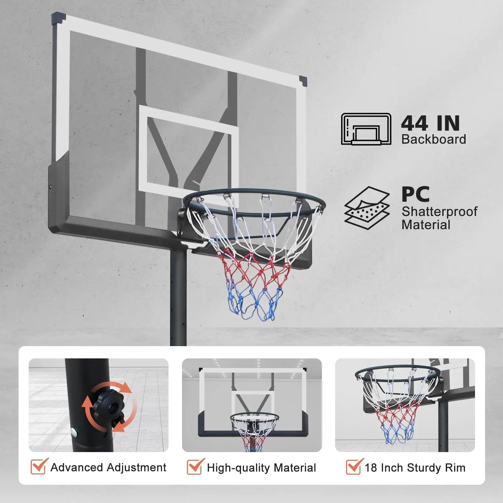 Basketball Hoop with 5.73-10FT Adjustable Height by HouseOfZazla