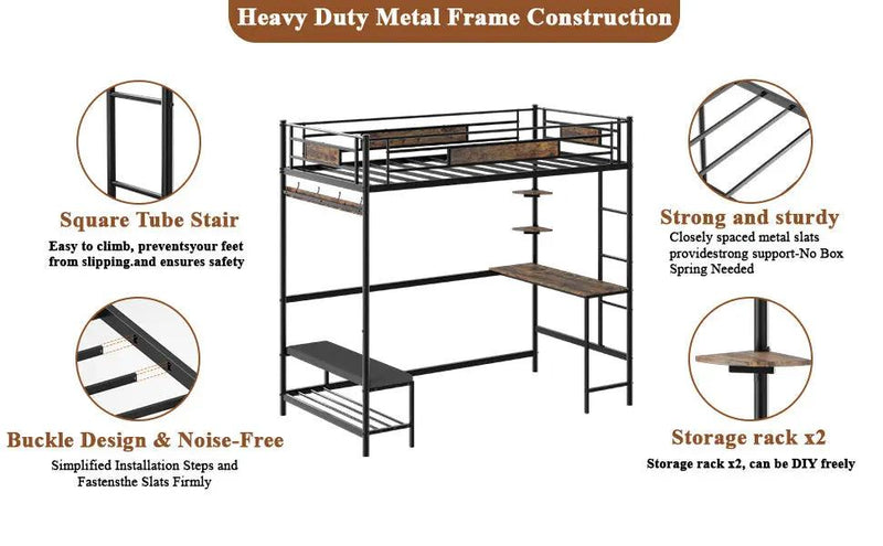 Twin Size Loft Bed Frame with Storage by HouseOfZazla