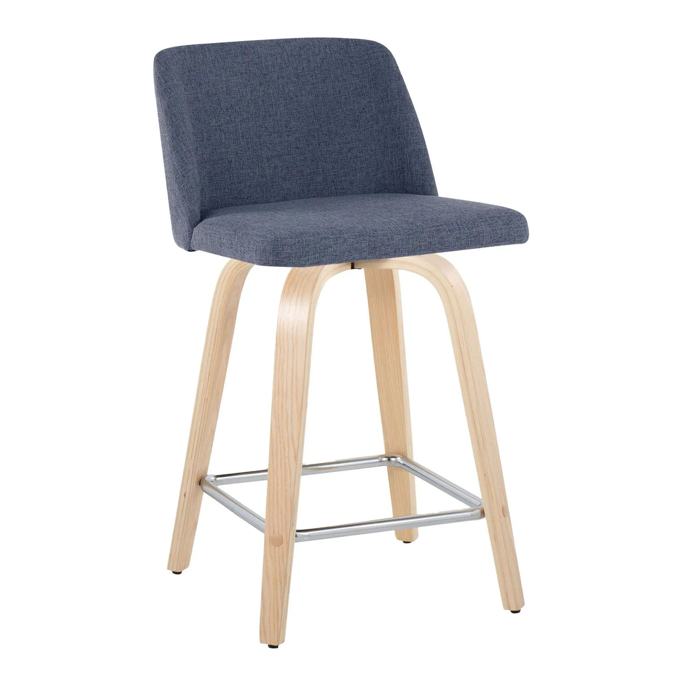 Toriano - Contemporary Fixed Height Counter Stool With Swivel With Square Footrest (Set of 2) by HouseOfZazla