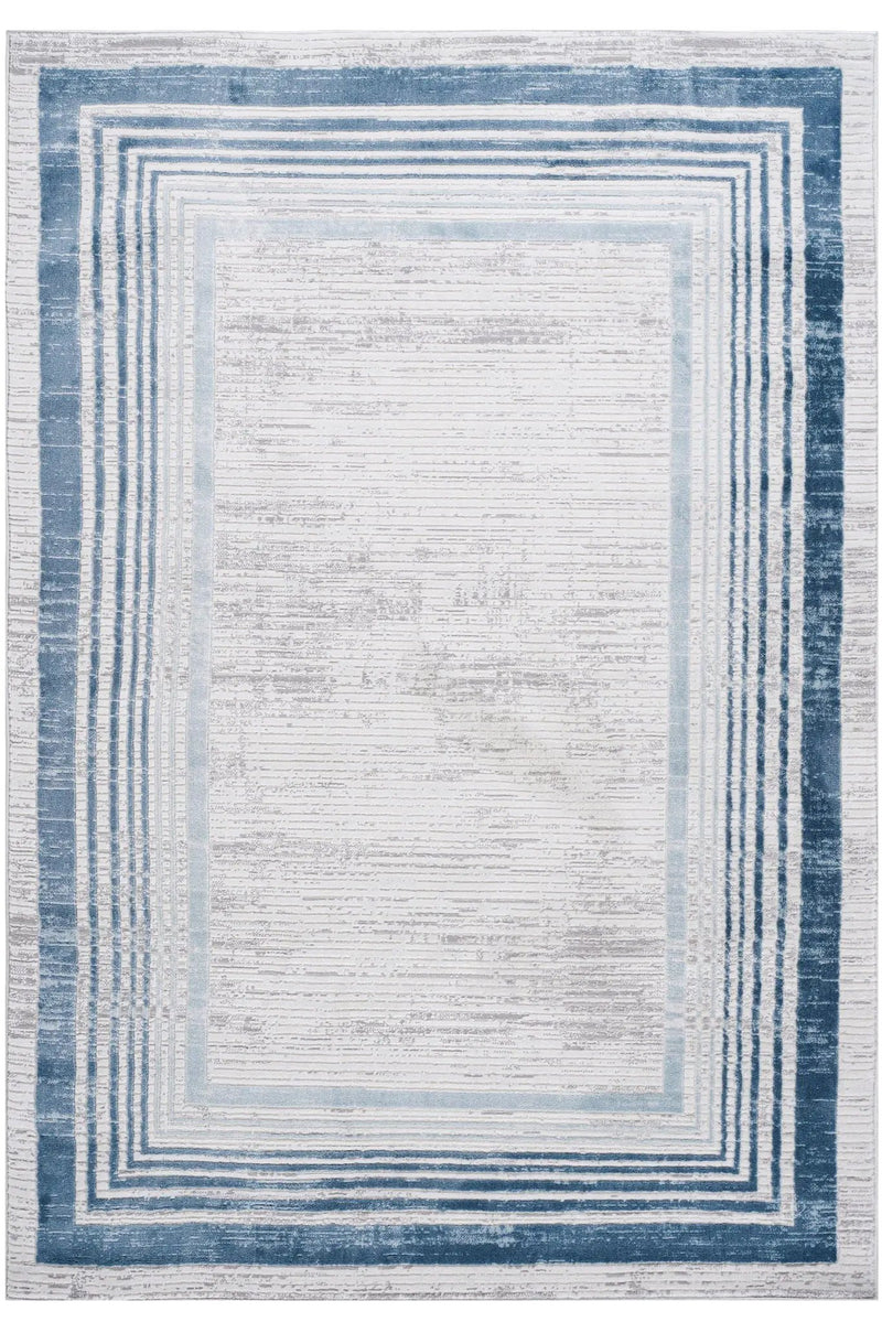 Marfi - 6' X 9' Bordered Area Rug - Blue / Ivory by Unique Piece Furniture