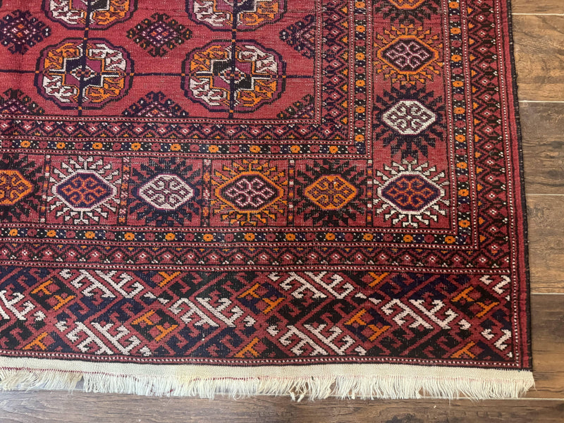 Antique Persian Turkoman Bokhara Rug 7x11, Tribal Rug, Red by Jewel Rugs