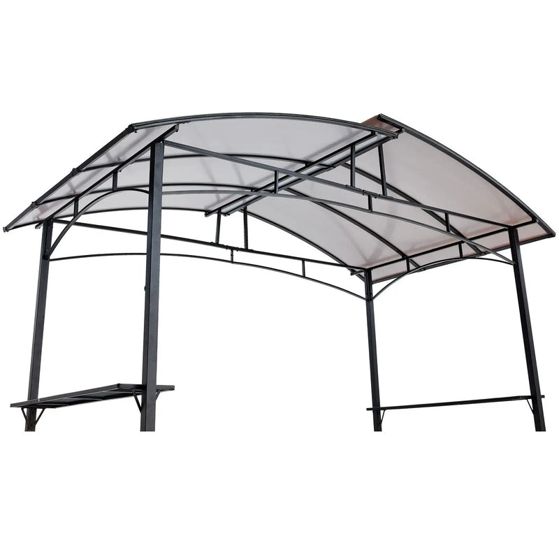 Grill Gazebo 8X5Ft, Outdoor Patio Canopy, Bbq Shelter With Steel Hardtop And Side Shelves - Black by Unique Piece Furniture